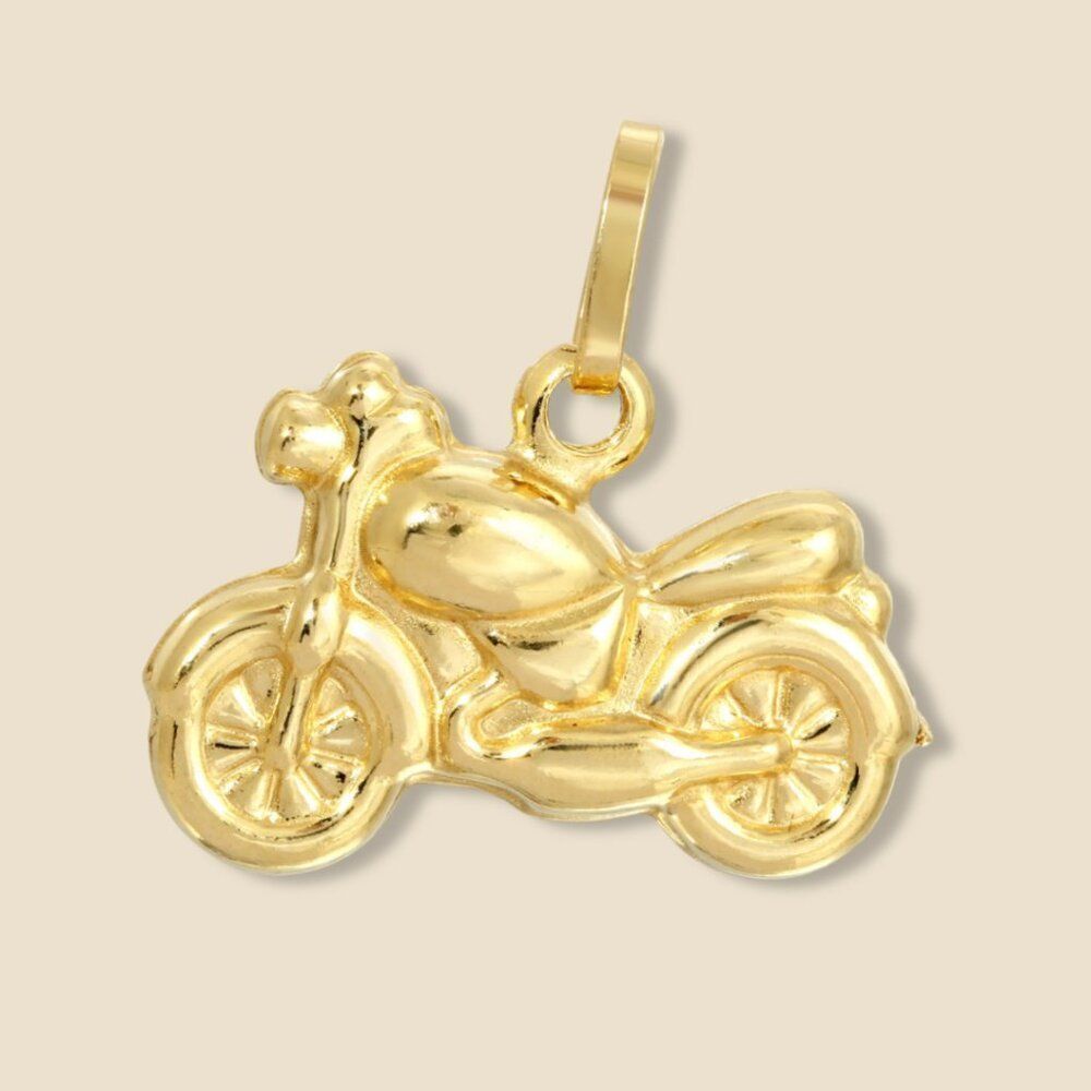 14K Gold Motorcycle Charm Pendant | Detailed Biker Jewelry by Tehrani Jewelry